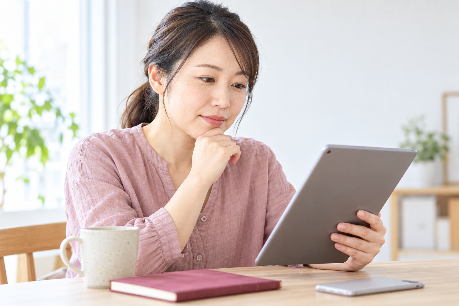 受け取った資料を読む女性のイメージ